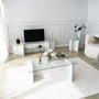 Hanah Home Lily - Mesas Nido de Vidrio Templado Blanco